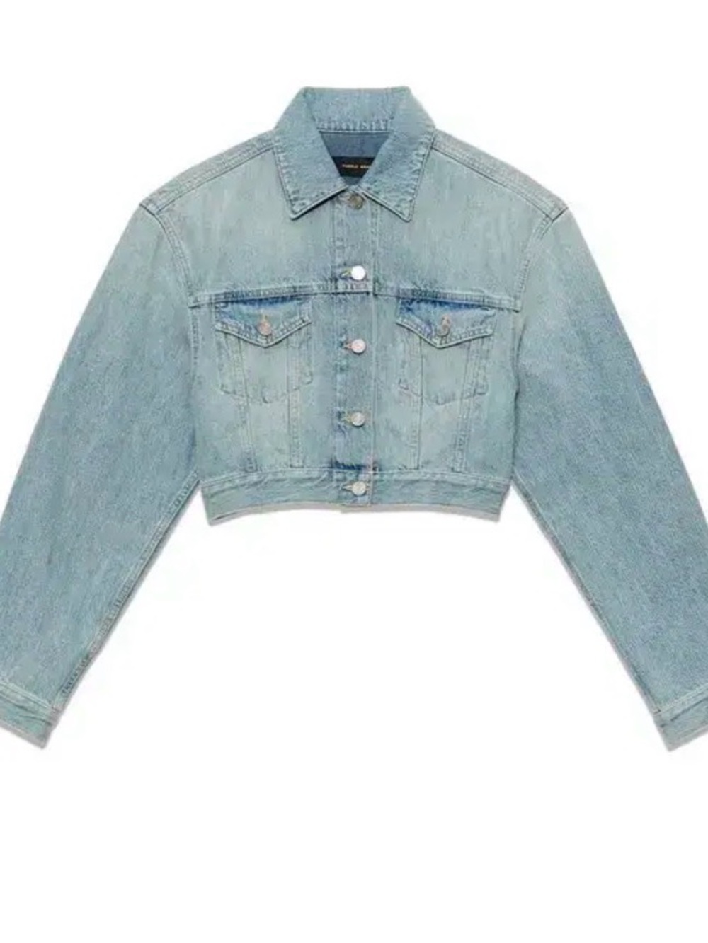 Cropped Light Wash Denim Jacket (Purple Brand) with shoulder pads